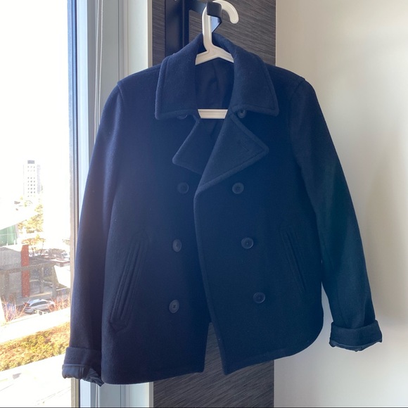 Muji Navy Pea Coat - Picture 1 of 4